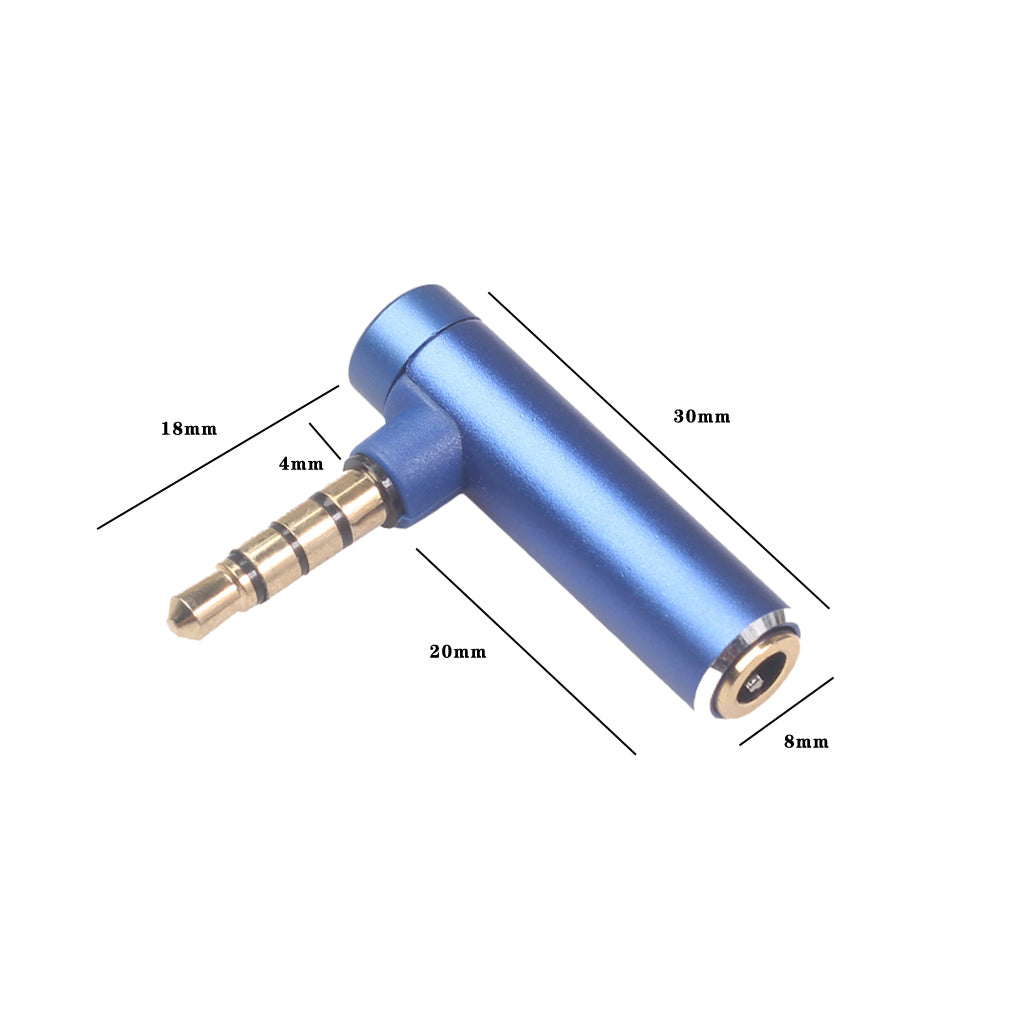 3.5mm Male to Female 90-Degree Adapter Converter for Headset Phone Laptop - Blue