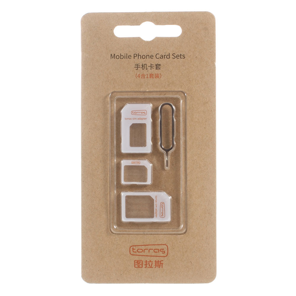 TORRAS 4-in-1 Nano to Micro/Normal SIM Card Adapter Eject Pin