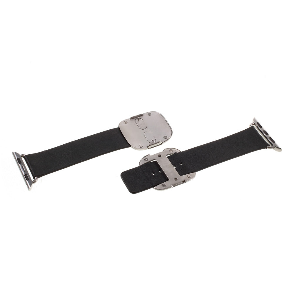 Genuine Leather Modern Style Watch Band for Apple Watch Series 8 7 41mm / Series 6 SE / SE(2022) 5 4 40mm / Series 3 2 1 38mm - Black