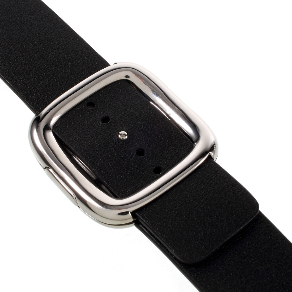 Genuine Leather Modern Style Watch Band for Apple Watch Series 8 7 41mm / Series 6 SE / SE(2022) 5 4 40mm / Series 3 2 1 38mm - Black