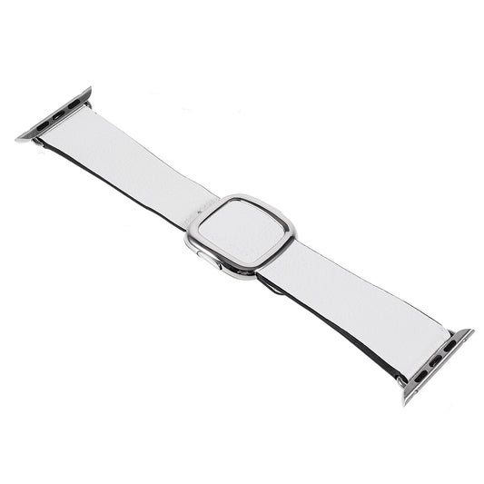 Genuine Leather Modern Style Watch Band Adjustable Wrist Strap for Apple Watch Series 8 41mm / Series 7 41mm / Series 6 SE / SE(2022) 5 4 40mm / Series 3 2 1 38mm - White / Black Edge