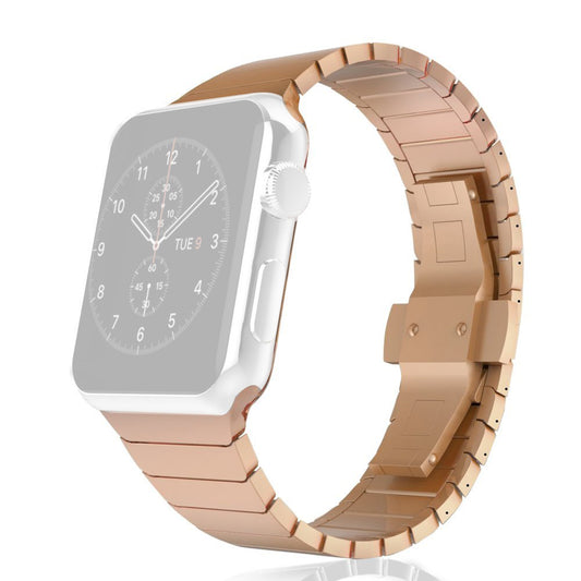 Solid Stainless Steel Link Bracelet Watch Strap for Apple Watch Series 8 7 41mm / Series 6 SE / SE(2022) 5 4 40mm / Series 3 2 1 38mm - Rose Gold Color