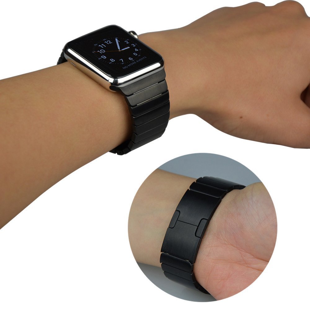 1:1 Scale Stainless Steel Link Bracelet for Apple Watch Series 8 7 41mm / Series 6 SE / SE(2022) 5 4 40mm / Series 3 2 1 38mm - Black