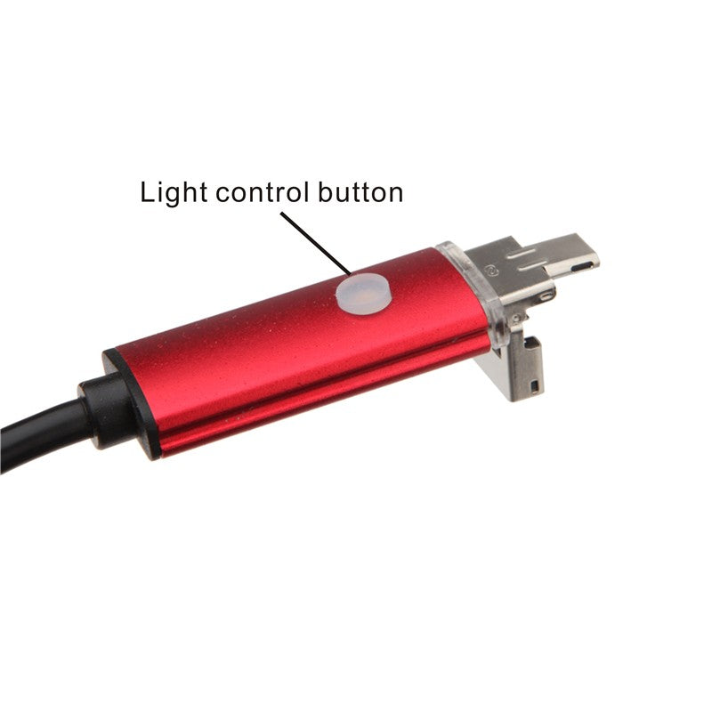 Uniqkart Waterproof 2M 6-LED 5.5mm Android PC USB Endoscope Inspection Video Camera - Red