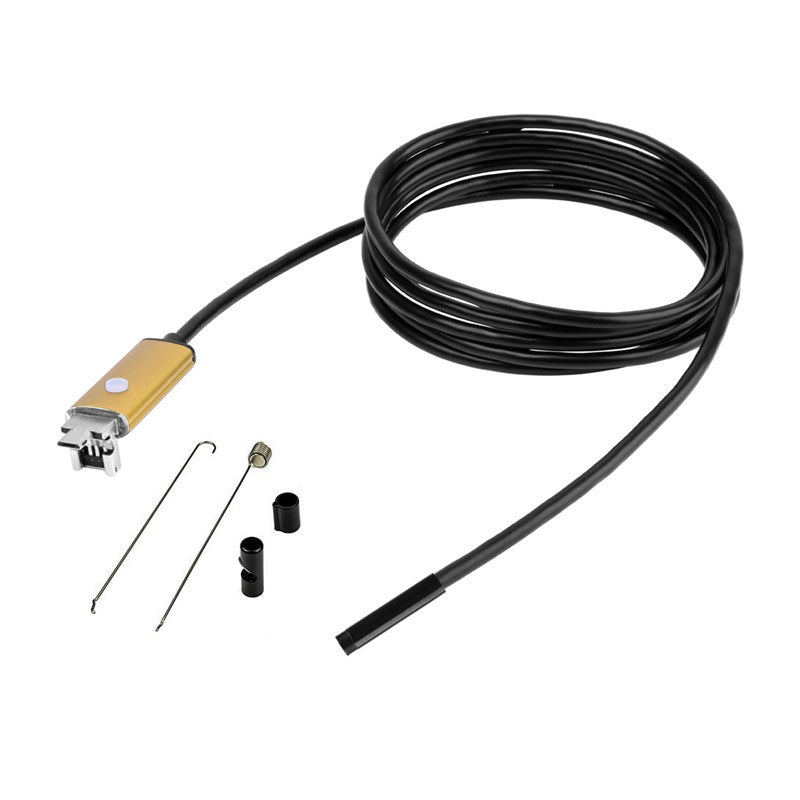 Uniqkart Waterproof 2M 5.5mm 6-LED Android PC USB Endoscope Inspection Camera - Gold Color