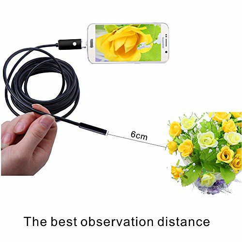 Uniqkart 10M 7mm 6-LED Android PC USB Waterproof Endoscope Inspection Video Camera - Black