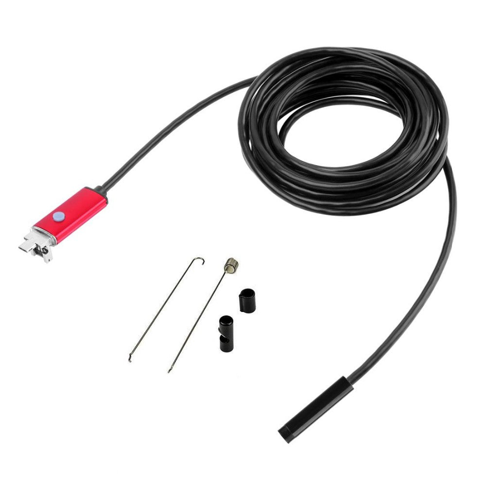 Uniqkart 10M 6-LED 7mm Android PC USB Waterproof Endoscope Inspection Video Camera - Red