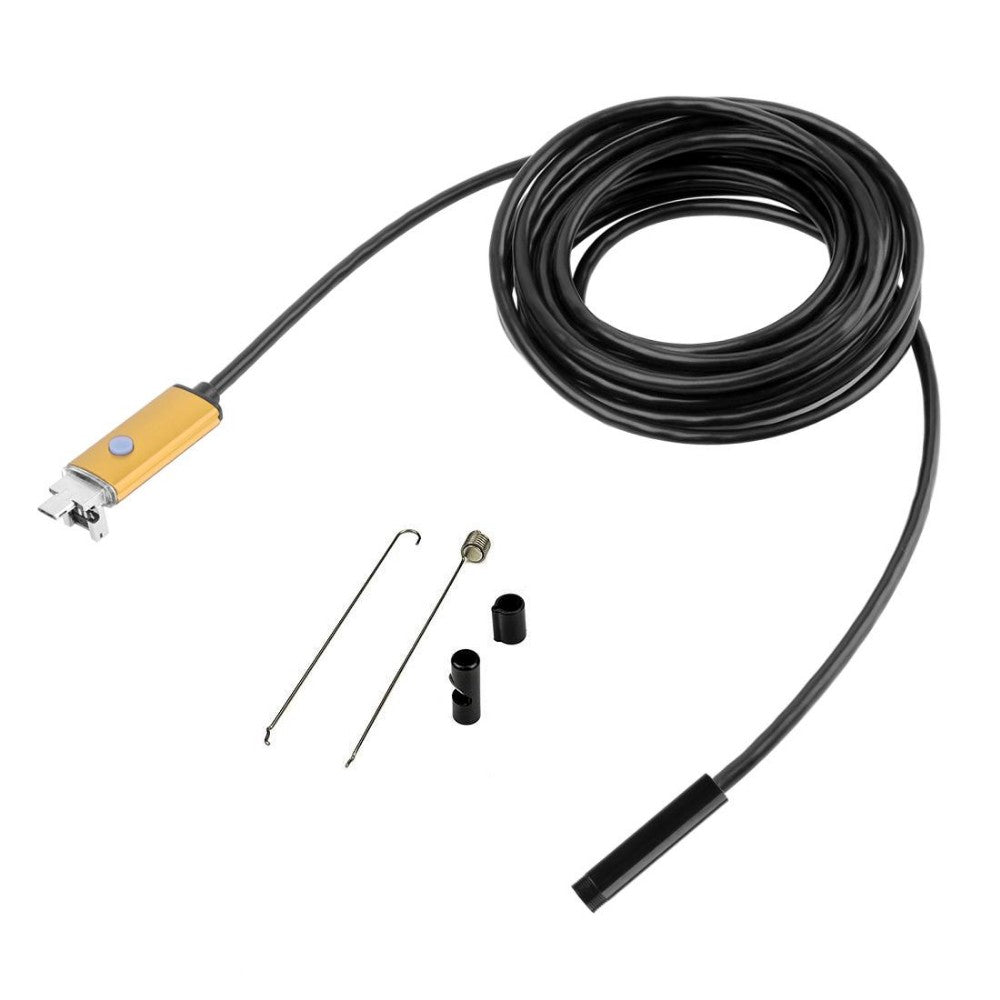 Uniqkart 10M 5.5mm 6-LED Waterproof Android PC USB Endoscope Inspection Video Camera - Gold Color
