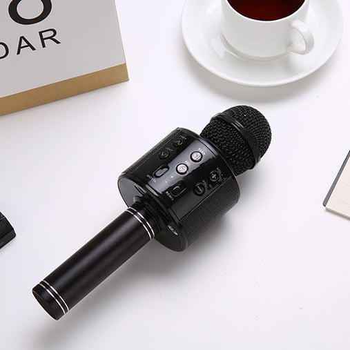 WS858 Wireless Karaoke Handheld Microphone USB Player Bluetooth Mic Speaker - Black