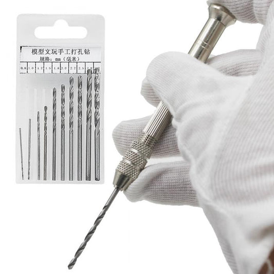 Mini Hand Drill + 10Pcs Twist Drill Bits Tool Kits