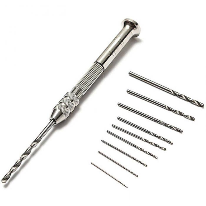 Mini Hand Drill + 10Pcs Twist Drill Bits Tool Kits