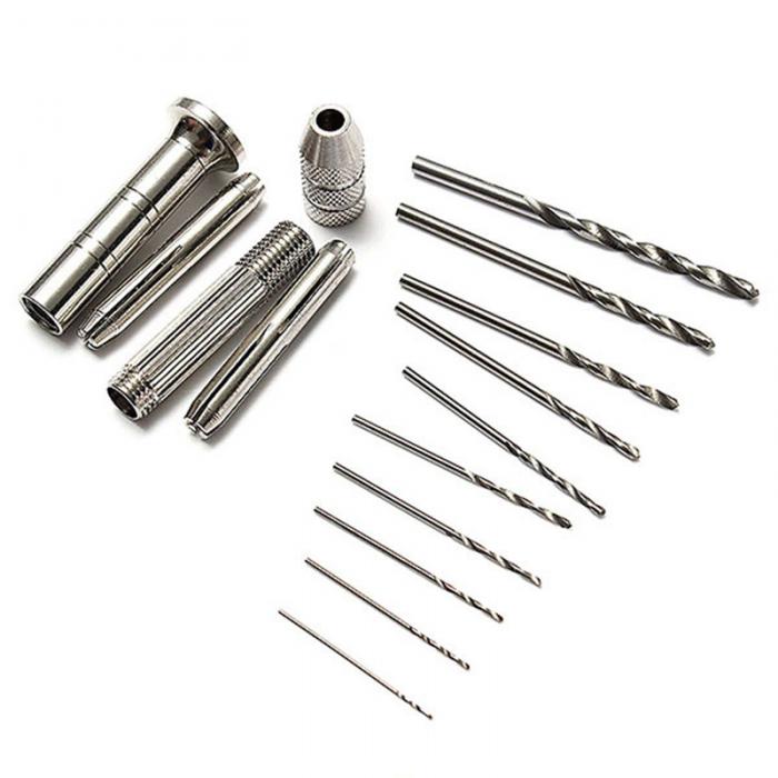 Mini Hand Drill + 10Pcs Twist Drill Bits Tool Kits