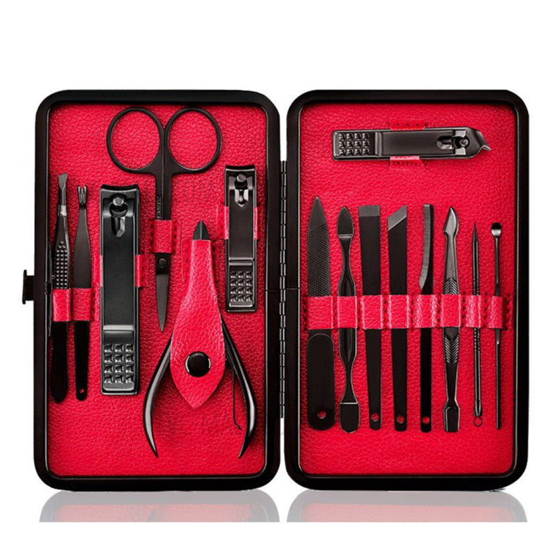 15PCS Professional Stainless Steel Nail Clipper Travel &amp; Grooming Kit Nail Tools Manicure &amp; Pedicure Set with Case