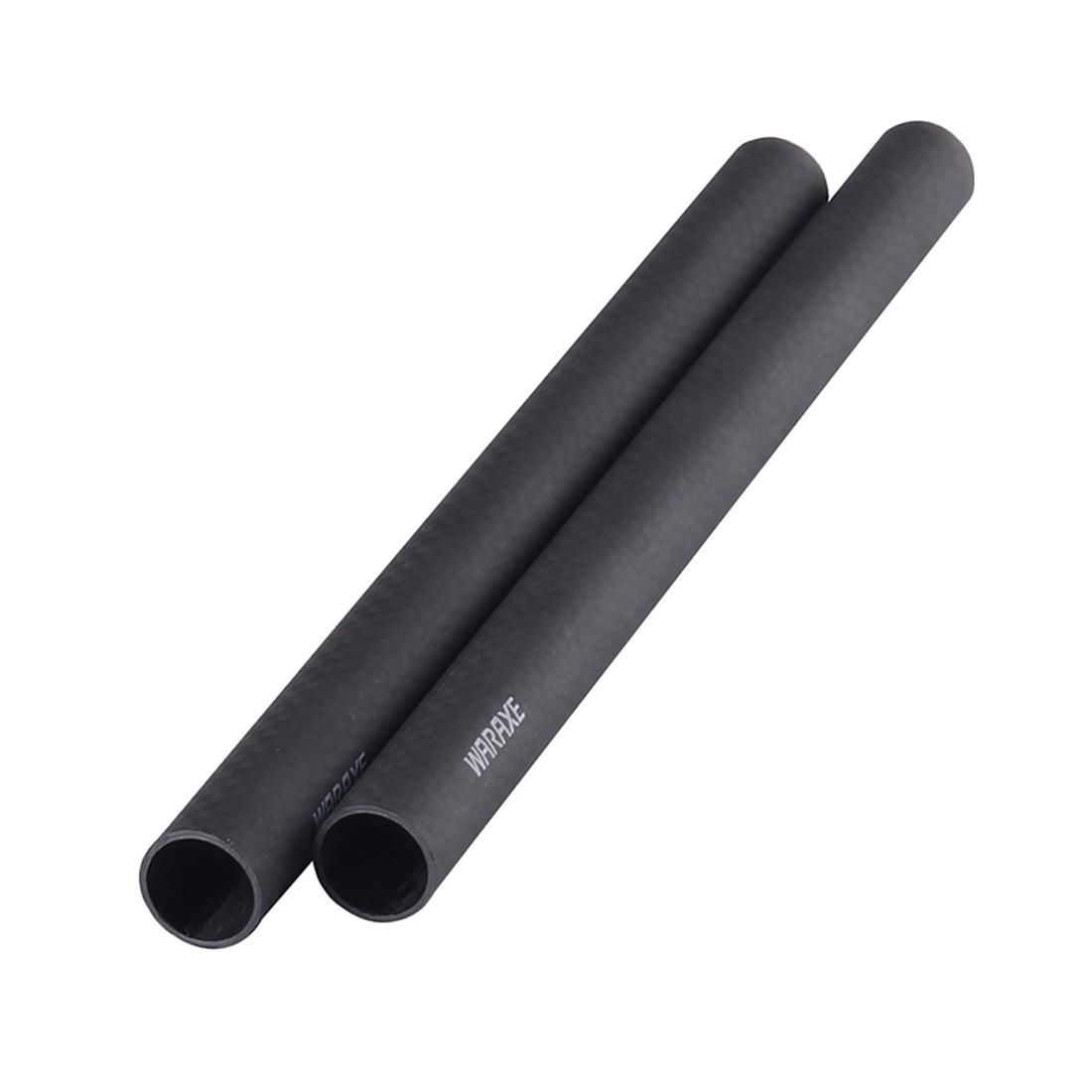 2 PCS WARAXE 1636 Diameter 15mm Length 300mm Carbon Fiber Rods for 15mm Rod Rail Support System, without Female Thread (Black)