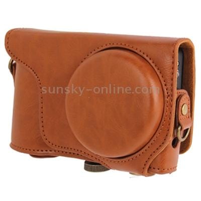 Leather Camera Case Bag for Samsung EK-GC100 (Brown)
