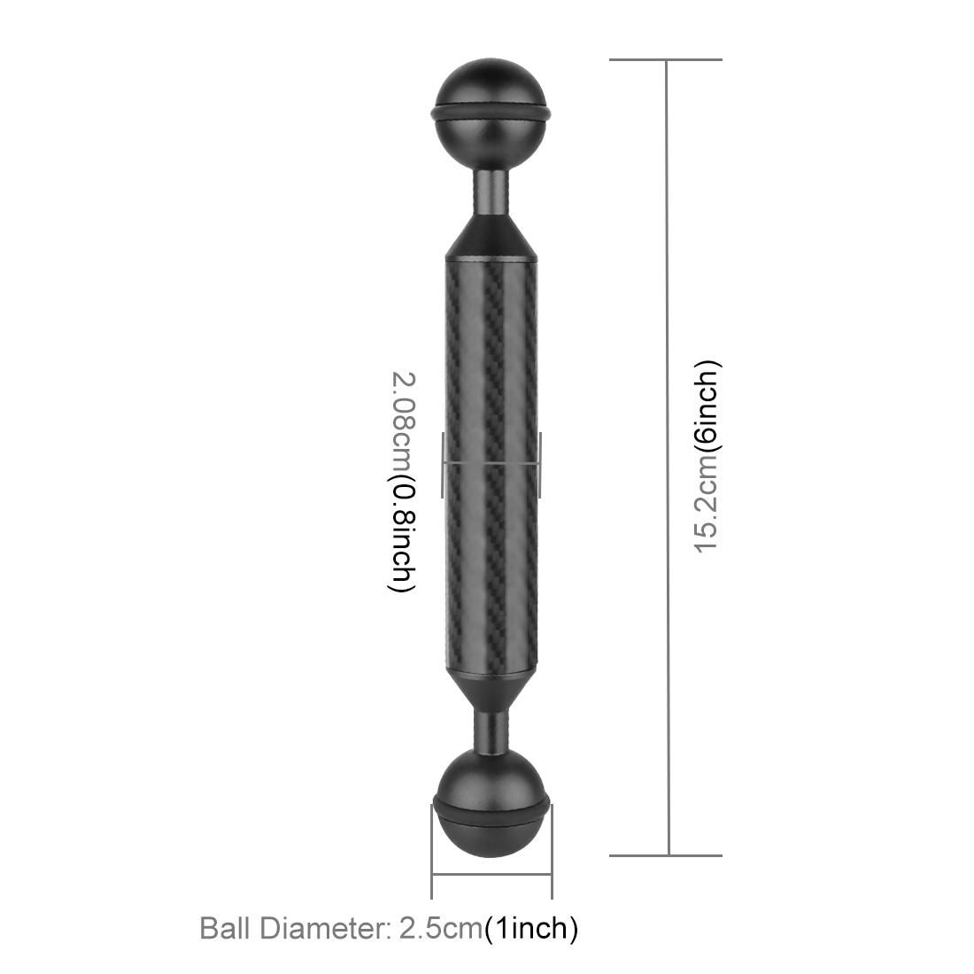 PULUZ 6 inch 15.2cm Length 20.8mm Diameter Dual Balls Carbon Fiber Floating Arm, Ball Diameter: 25mm (Red)