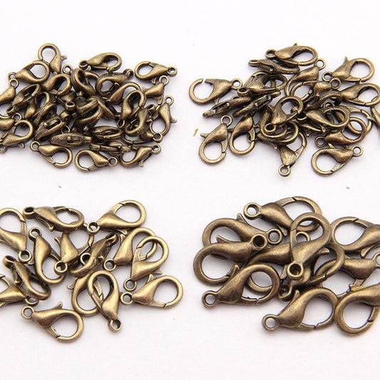 100 PCS 12mm DIY Jewelry Accessories High-quality Alloy Lobster Claw (Silver)