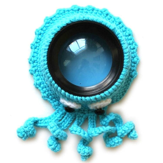 Hand-knitted Wool Camera Lens Animal Decoration Ring Baby Photo Guide Props (Blue Octopus)