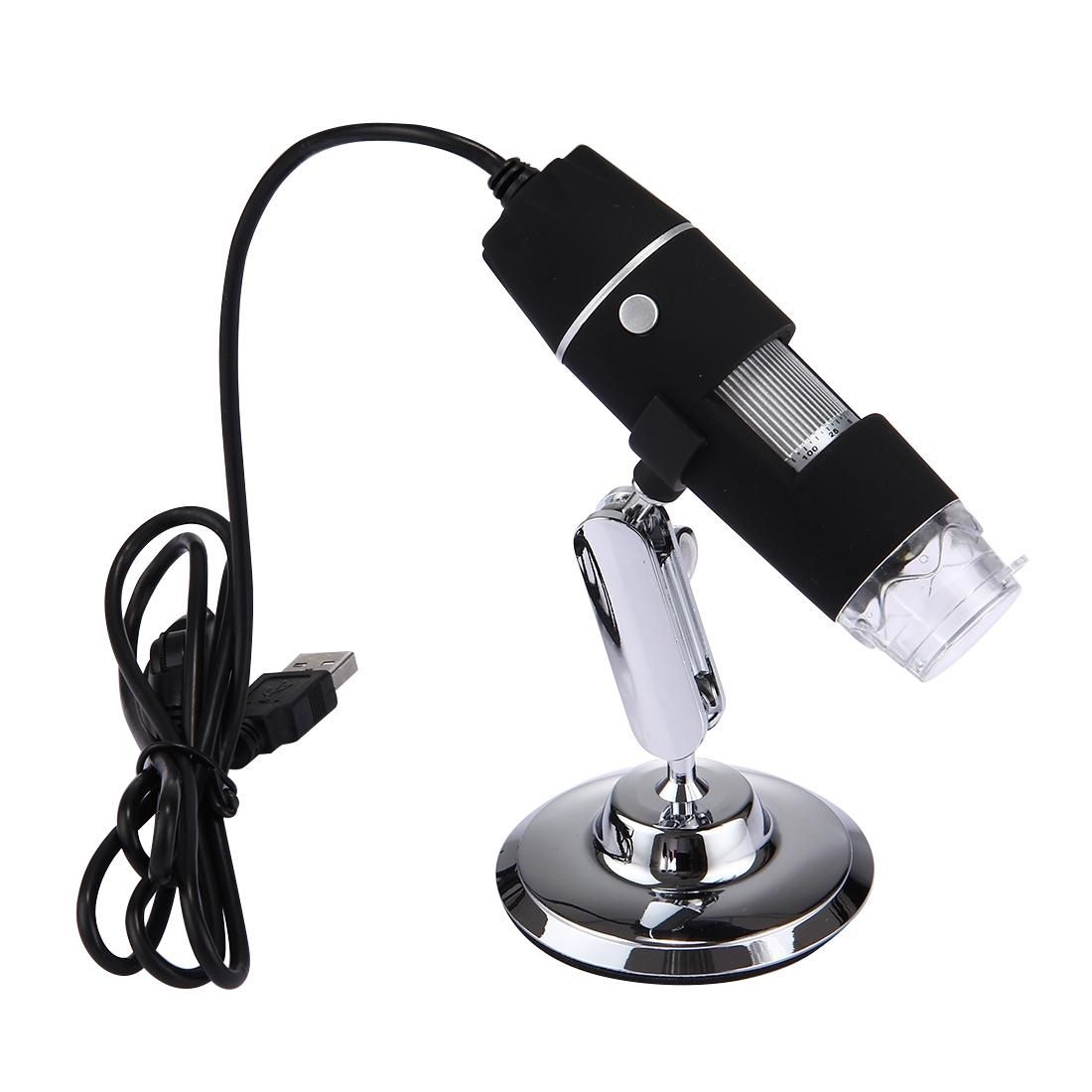1000X Magnifier 0.3MP Image Sensor USB Digital Microscope with 8 LED & Professional Stand (Black)