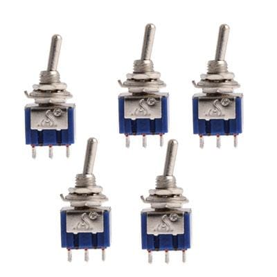 5 x Chrome DPDT 2-Way Guitar Pickup Toggle ON ON Switches (Blue)