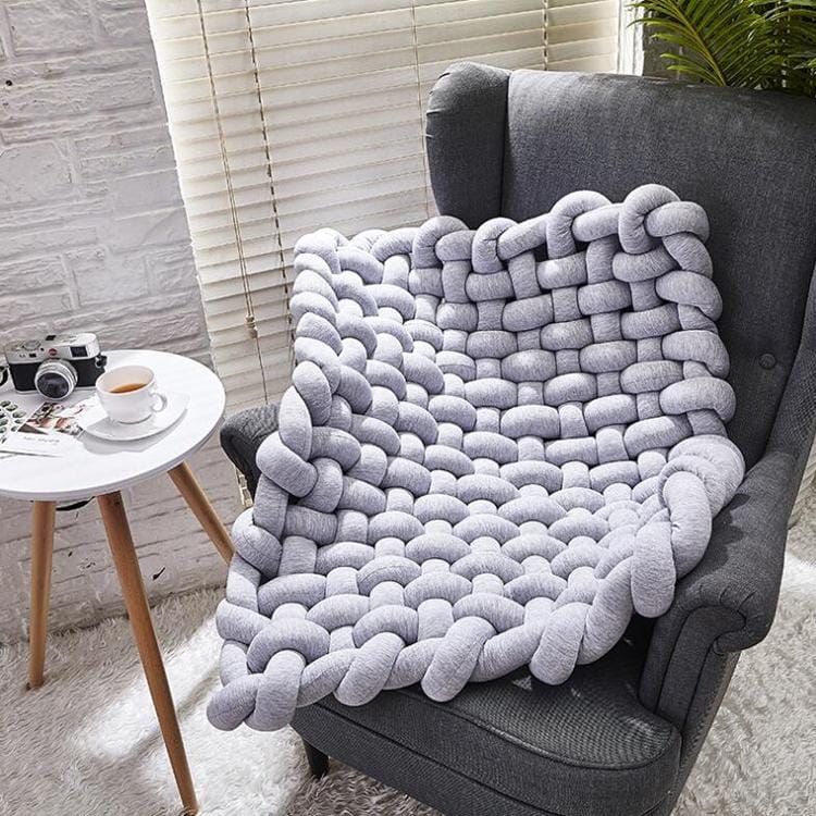 Hand-woven Home Decoration Twist Anti-skid Mat Shooting Props (Light Grey)