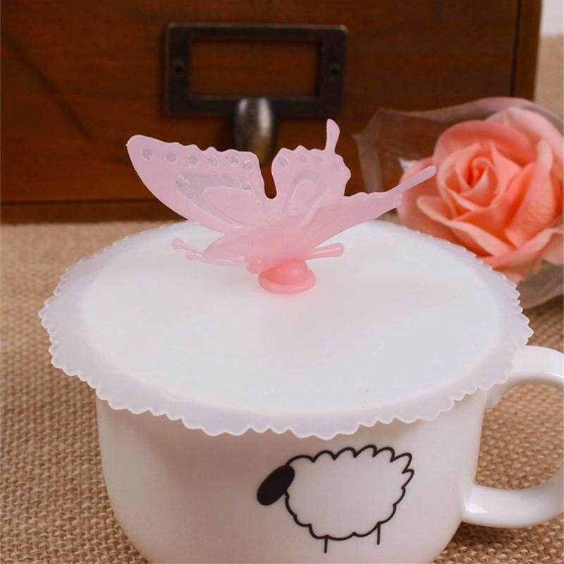 2 PCS Creative Dustproof Silicone Butterfly Transparent Lace Cup Cover (Blue)