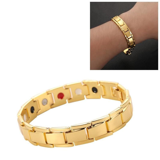 Men Detachable Titanium Steel Magnetic Therapy Bracelet Jewelry (Gold)