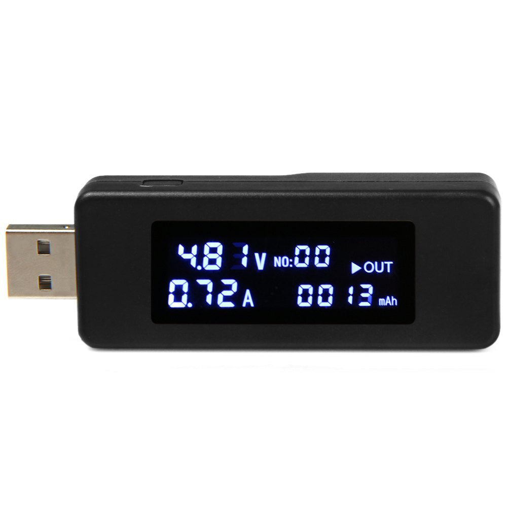 KCX-045 USB LCD Screen Voltage Current Detector for Smartphone Power Bank - Black