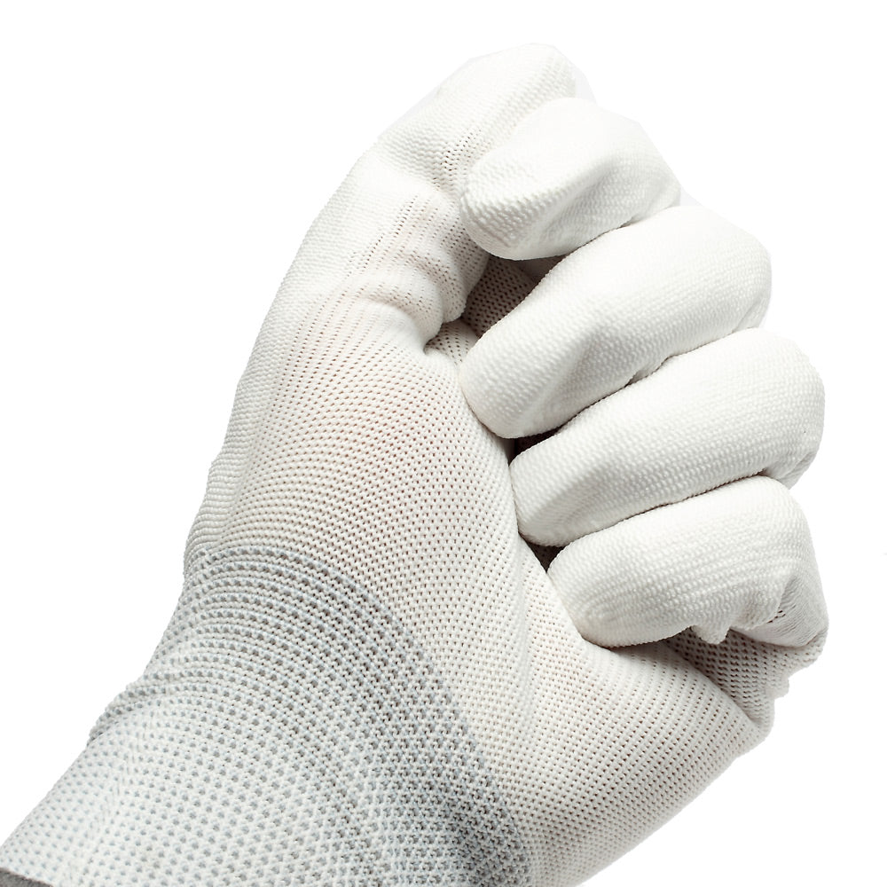 One Pair White PU Coated Anti-Static Work Gloves - M Size