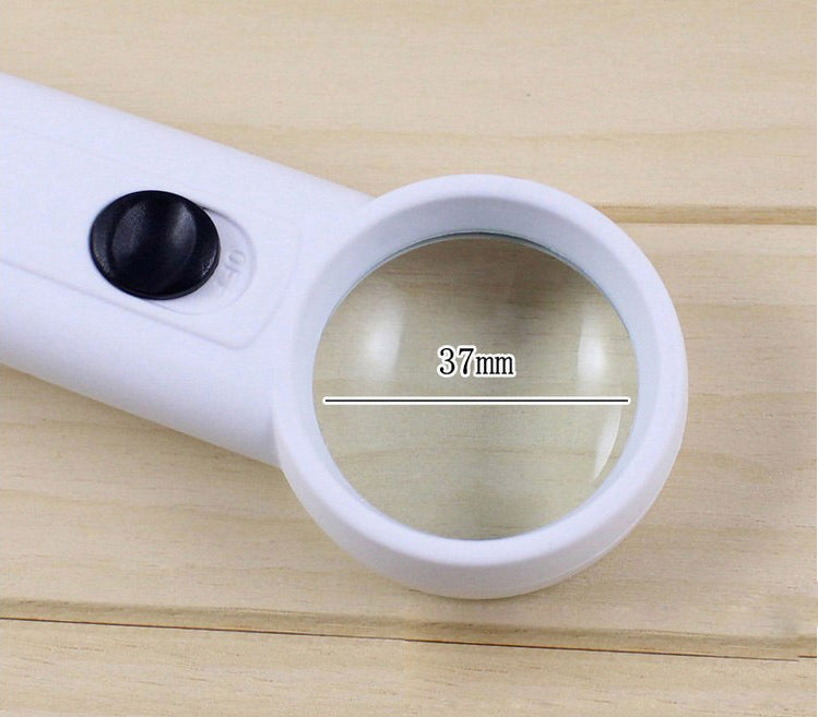 15X 37MM 2 LEDs Handheld Magnifier Magnifying Glass Loupe