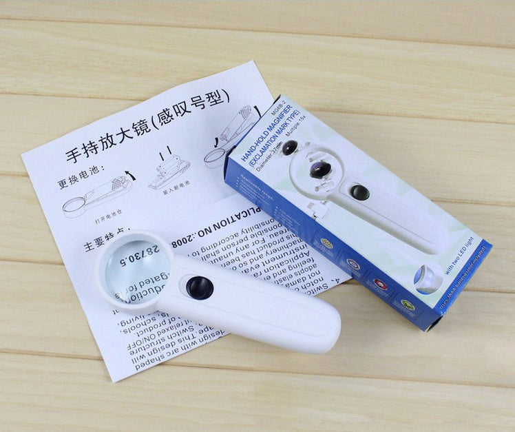 15X 37MM 2 LEDs Handheld Magnifier Magnifying Glass Loupe