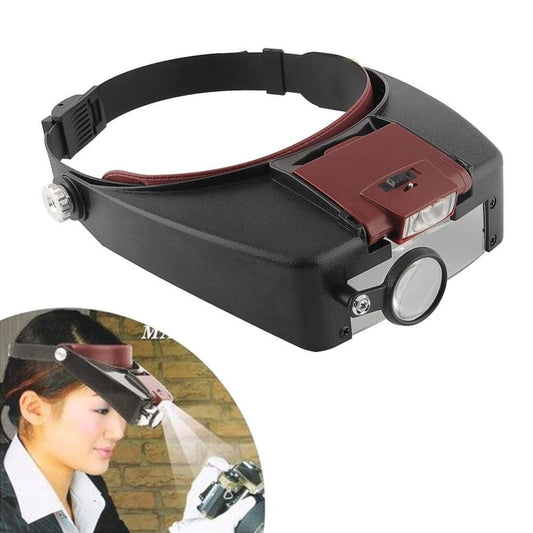 LED Head Mounted 10X Glasses Magnifier with 3 Replaceable Lenses for Reading Crafting etc MG81007-A