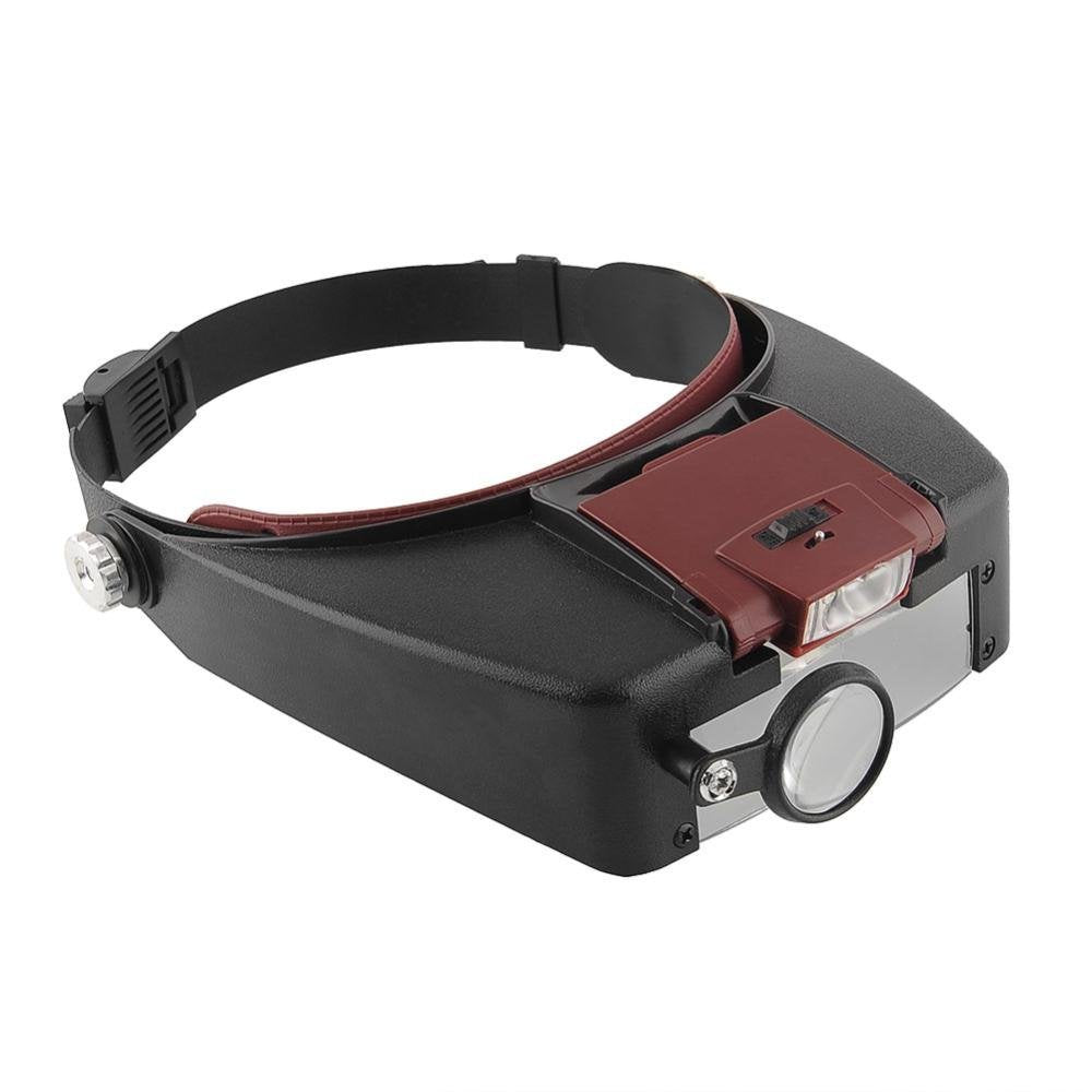 LED Head Mounted 10X Glasses Magnifier with 3 Replaceable Lenses for Reading Crafting etc MG81007-A