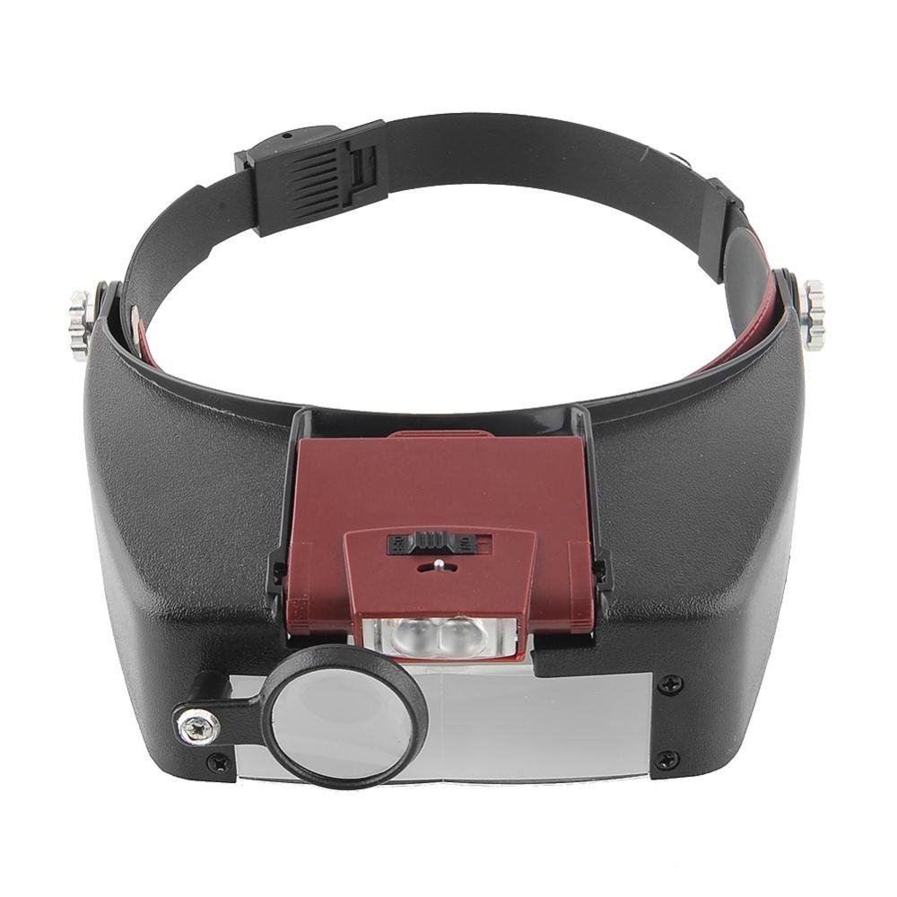 LED Head Mounted 10X Glasses Magnifier with 3 Replaceable Lenses for Reading Crafting etc MG81007-A