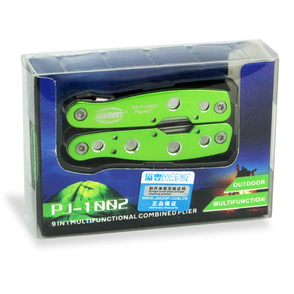 Jakemy PJ-1002 9-In-1 Multifunctional Outdoor Tool Kit with Plier/Knife/Saw/Flier/Screwdriver