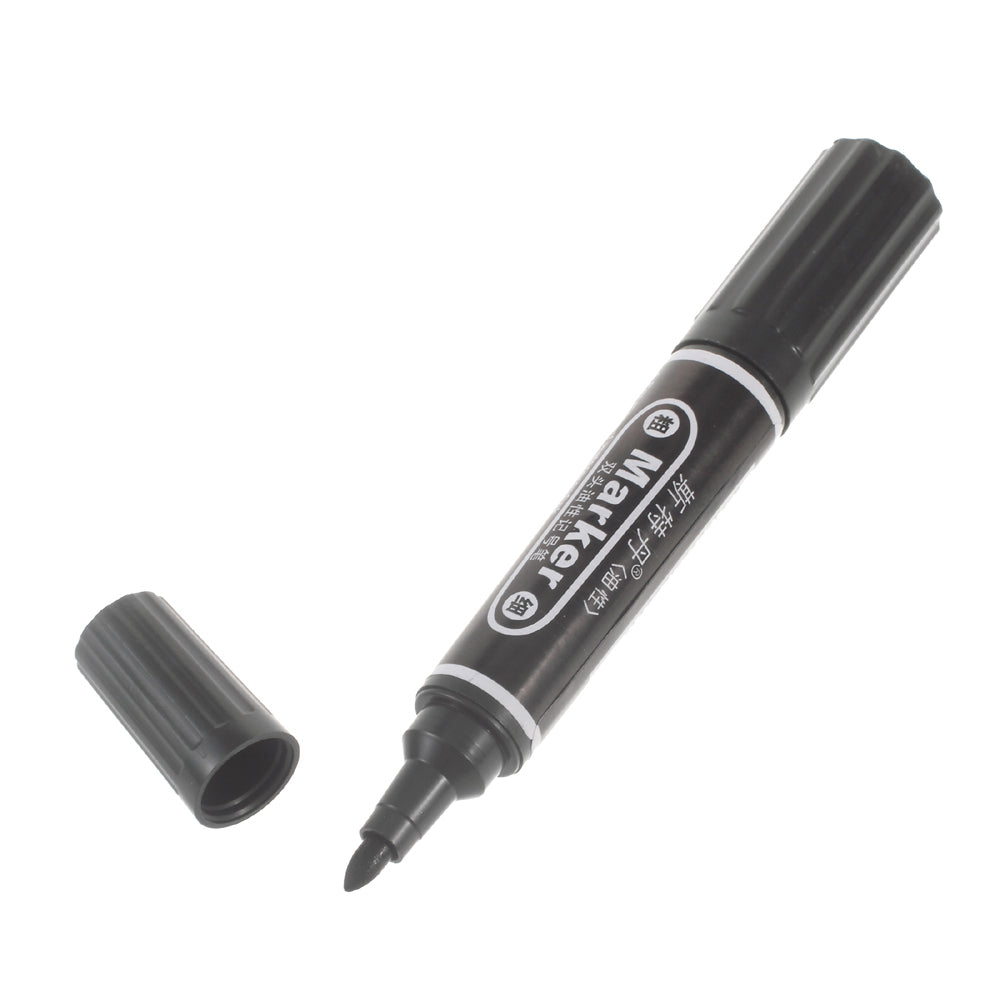STERDAM Oil-based Double-head Permanent Marker Pen with Bullet &amp; Chisel Tips - Black