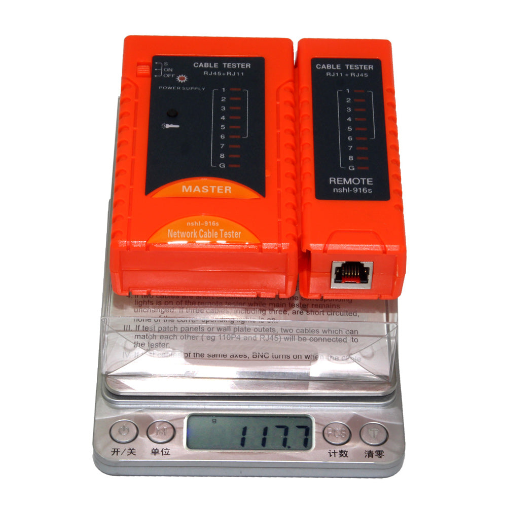 NSHI-916s RJ45 + RJ11 Network LAN Cable Tester - Orange