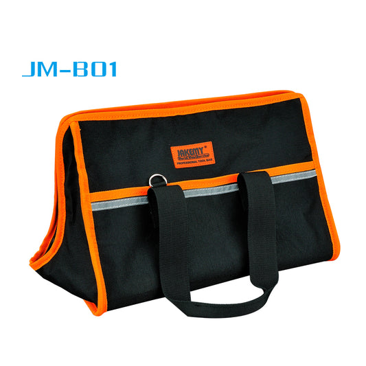 JAKEMY JM-B01 Large Professional Tool Storage Bag, Size: 355 x 230 x 230mm - Black / Orange