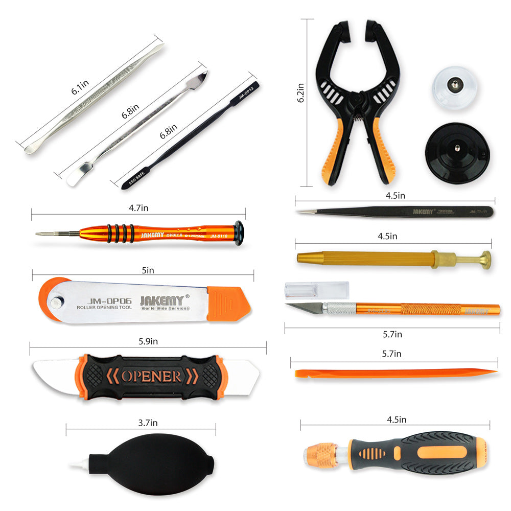 Jakemy JM-P12 83-in-1 Precision Screwdriver Opening Tool Crowbar Repair Tool Set with Canvas Bag