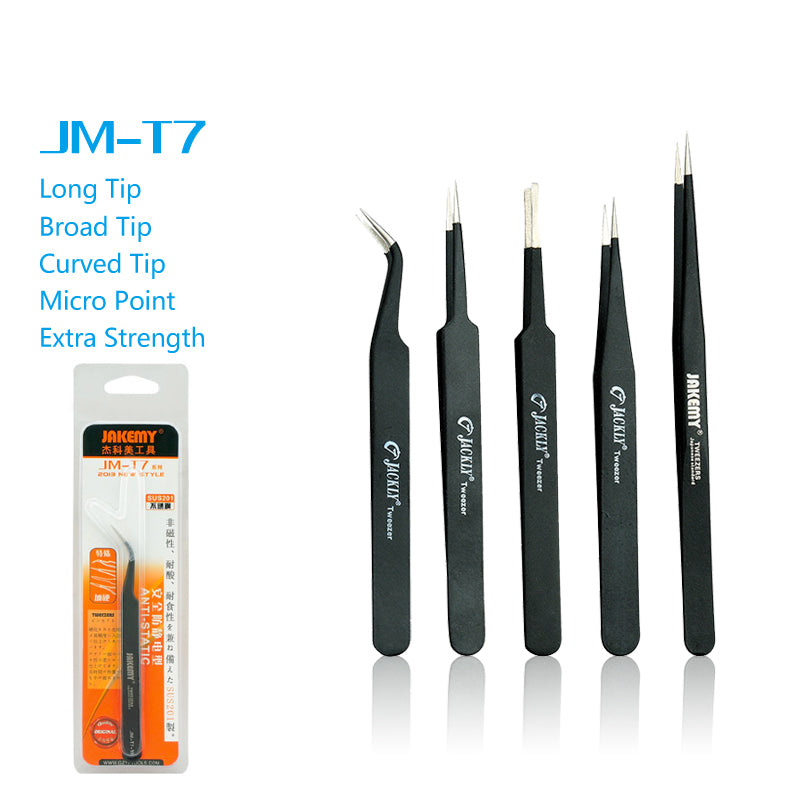JAKEMY T7-15 Anti-Static Curved Tip Tweezer