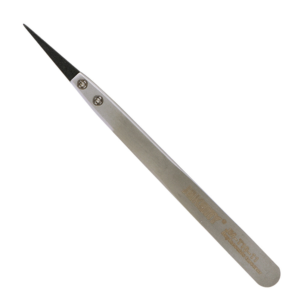Jakemy JM-T10-11 Stainless Steel Anti-Static Tip Tweezers with Replacing Elbow Head