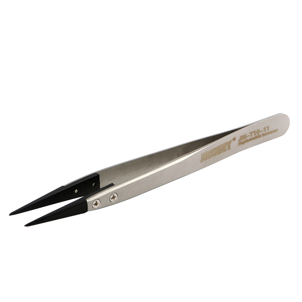 Jakemy JM-T10-11 Stainless Steel Anti-Static Tip Tweezers with Replacing Elbow Head