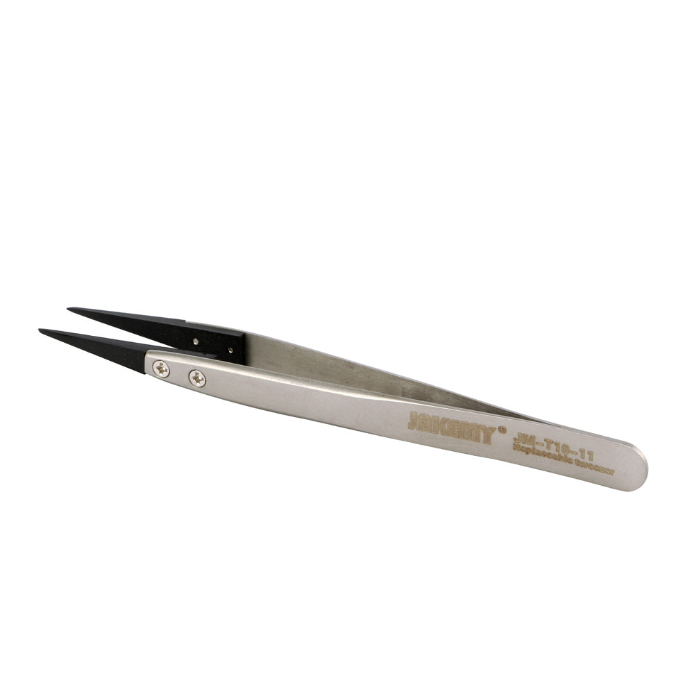 Jakemy JM-T10-11 Stainless Steel Anti-Static Tip Tweezers with Replacing Elbow Head