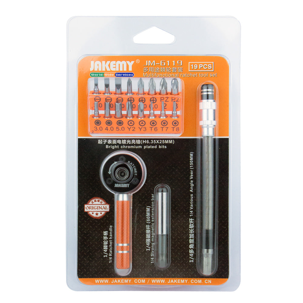 Jakemy JM-6119 19 in 1 Multipurpose Precision Screwdriver Ratchet Repair Tools Kit