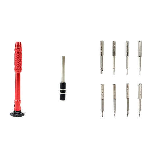10-in-1 Professional Non-slip Handle with Philips Slotted Pentagon Torx Screwdriver Bits - Red