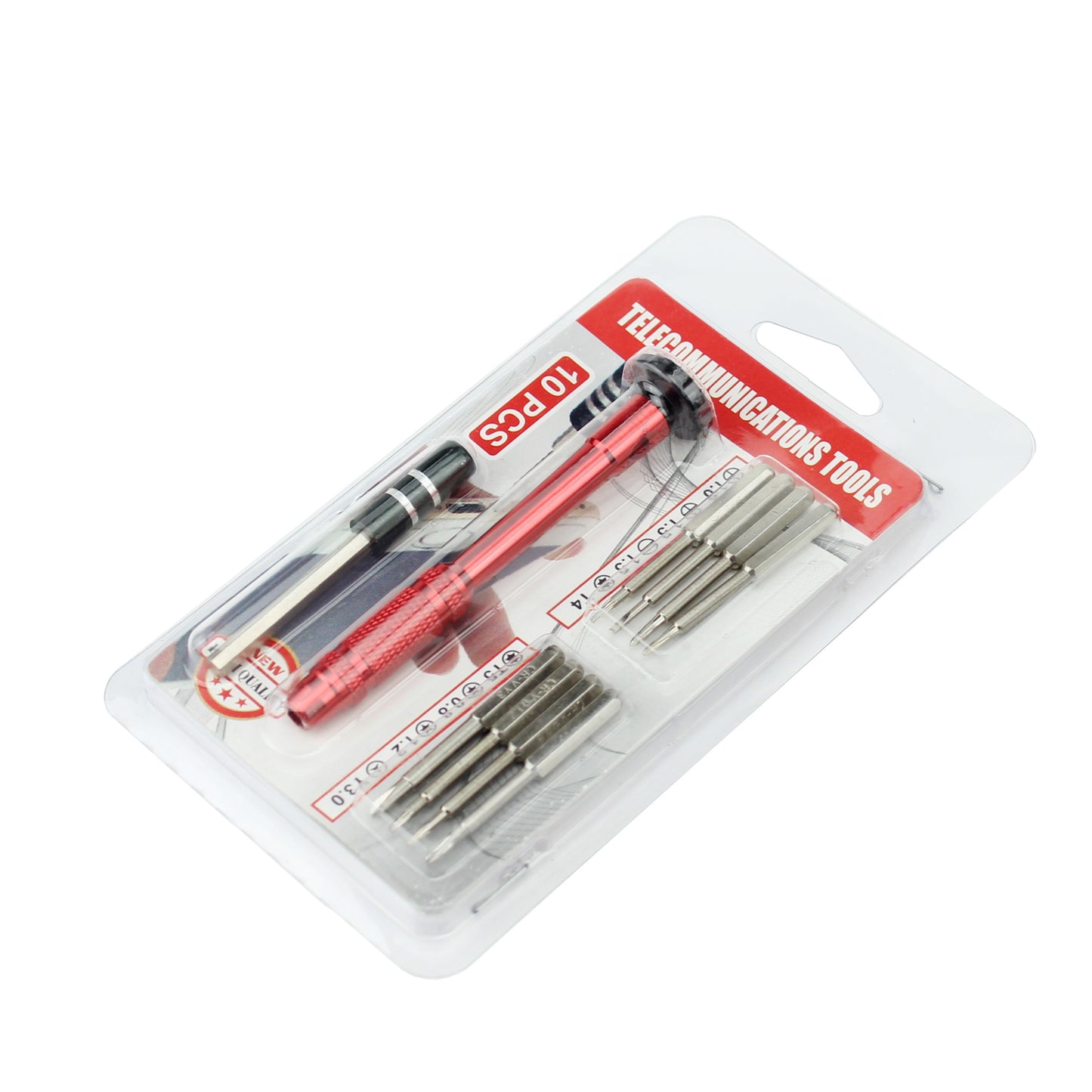 10-in-1 Professional Non-slip Handle with Philips Slotted Pentagon Torx Screwdriver Bits - Red