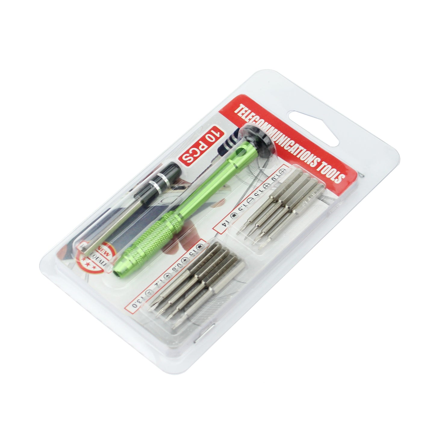 10-in-1 Professional Non-slip Handle with Pentagon Philips Slotted Torx Screwdriver Bits - Green