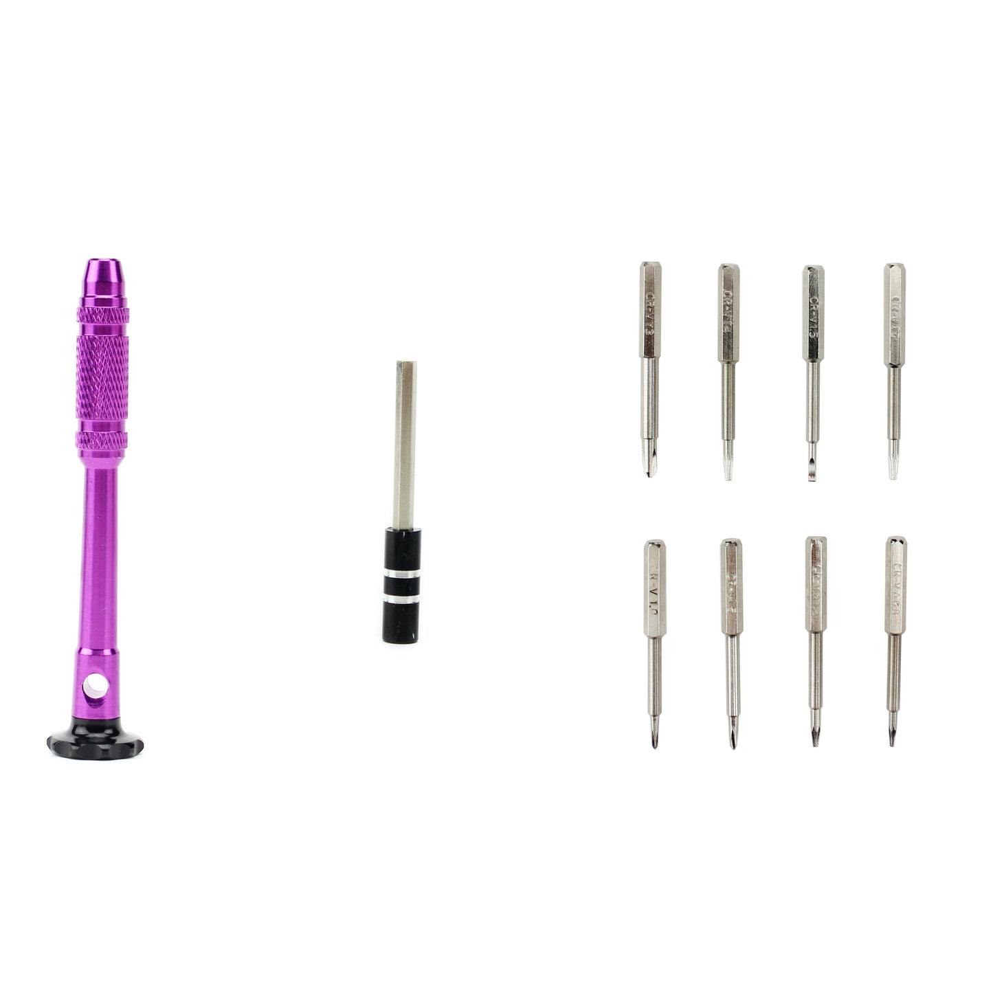 10-in-1 Professional Anti-slip Handle with Philips Slotted Pentagon Torx Screwdriver Bits - Purple