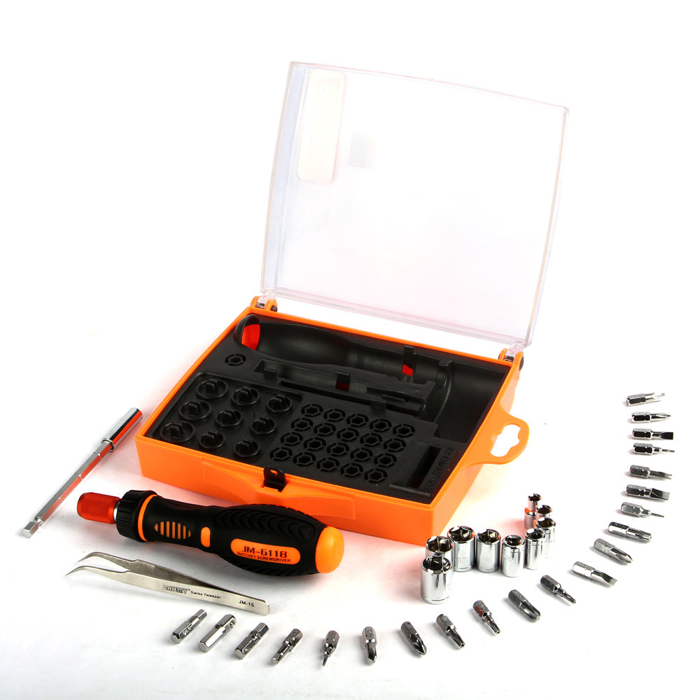 Jakemy JM-6118 33 in 1 Professional Precision Repair Tool Kit with Screwdriver Tweezer Sockets Bits