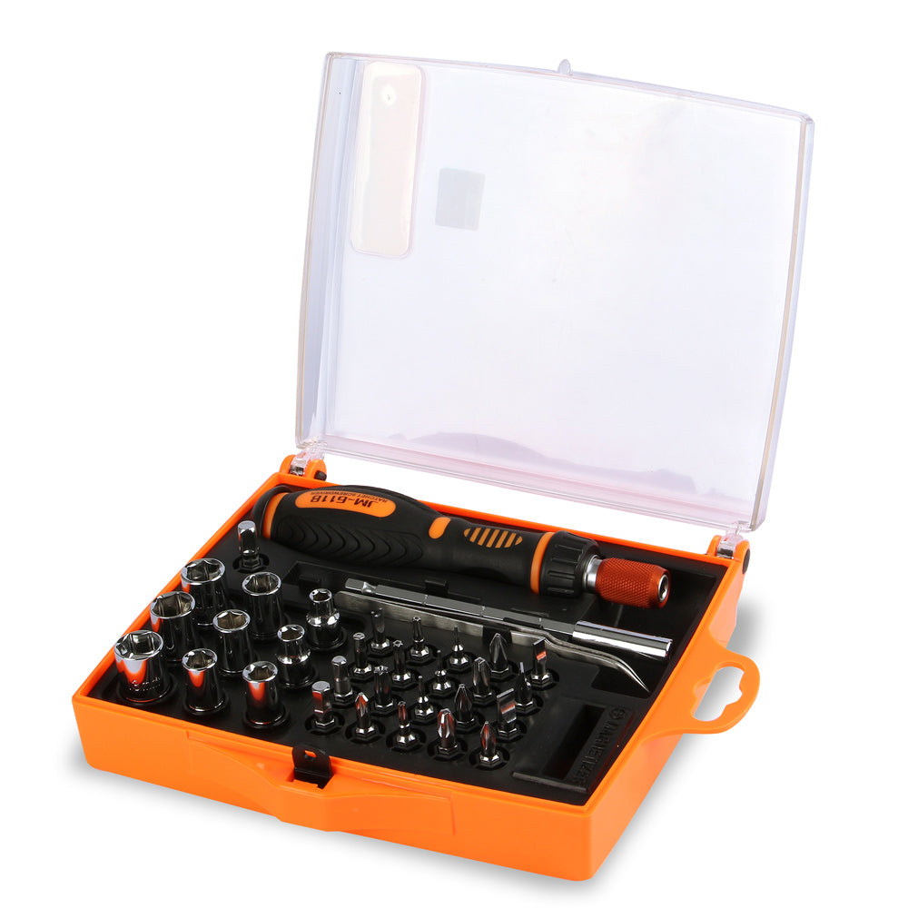 Jakemy JM-6118 33 in 1 Professional Precision Repair Tool Kit with Screwdriver Tweezer Sockets Bits